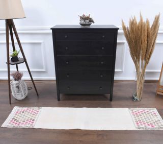 1x7 Wool Vintage Narrow Runner Rug - Thumbnail