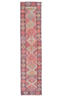 2x10 Vintage Handwoven Anatolian Red Runner - Thumbnail