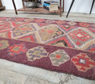 2x10 Vintage Handwoven Anatolian Red Runner - Thumbnail