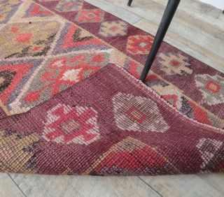 2x10 Vintage Handwoven Anatolian Red Runner - Thumbnail