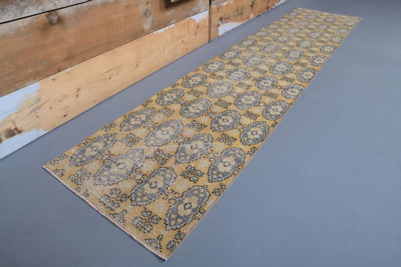 Hand-Knotted Vintage Runner Rug