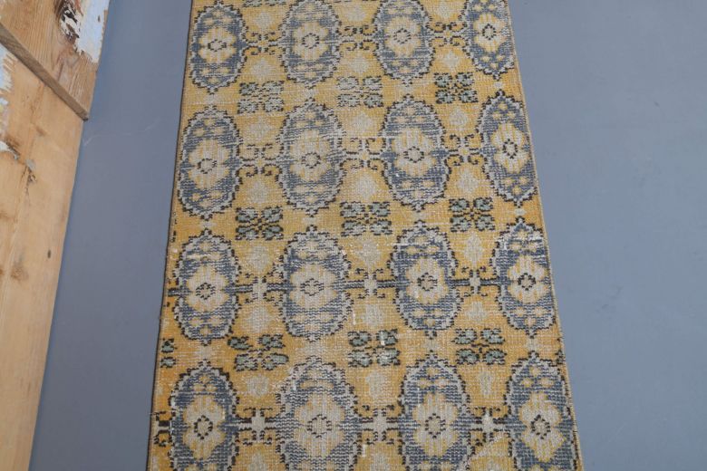 Hand-Knotted Vintage Runner Rug