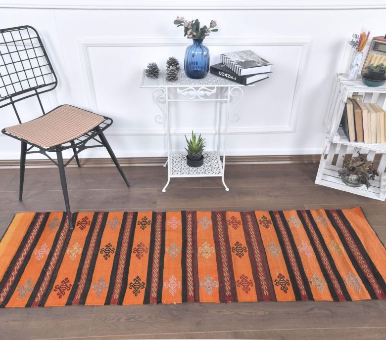 2x6 Vintage Kilim Orange Runner