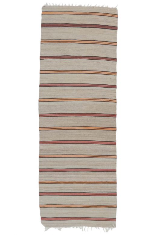 2x7 Vintage Beige Striped Kilim Runner