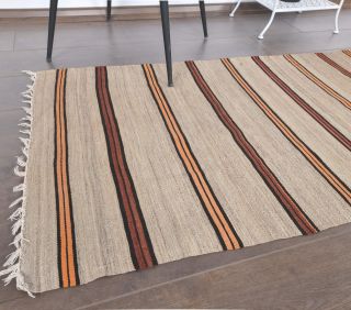 2x7 Vintage Beige Striped Kilim Runner - Thumbnail