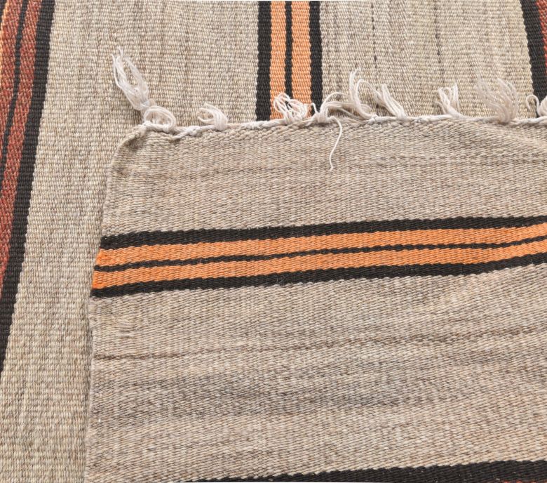 2x7 Vintage Beige Striped Kilim Runner