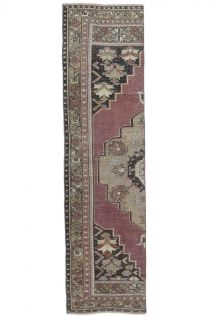 2x7 Vintage Handwoven Oriental Runner Rug - Thumbnail