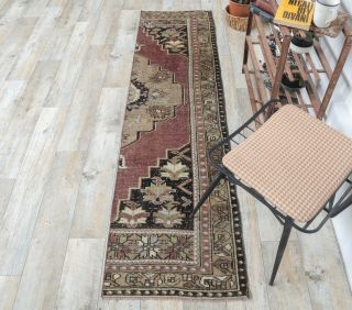 2x7 Vintage Handwoven Oriental Runner Rug - Thumbnail