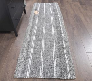 2x7 Vintage Kilim Striped Runner Rug - Thumbnail