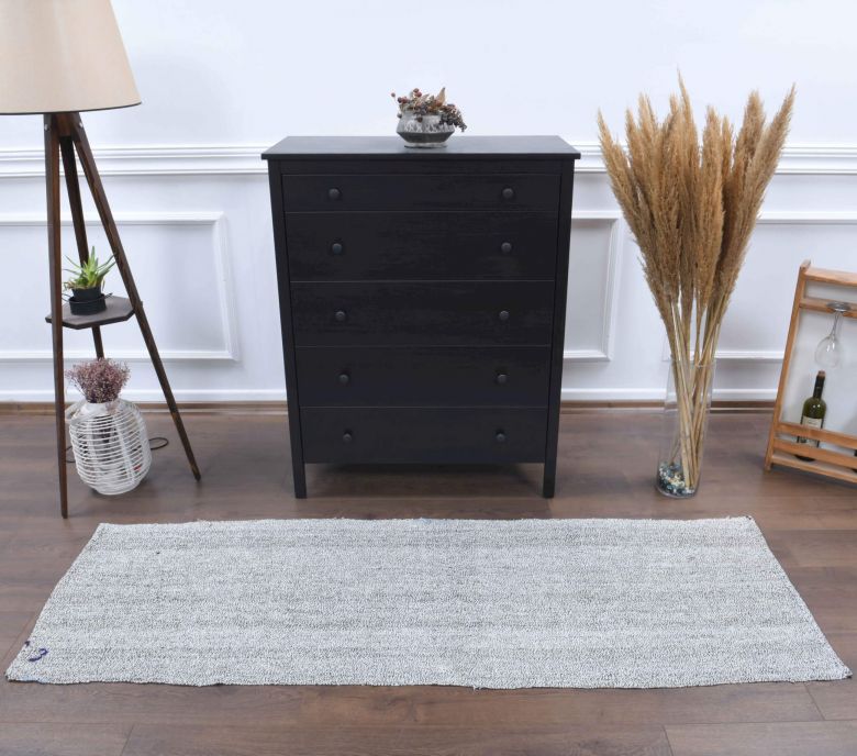 2x7 Wool Vintage Kilim Runner Rug