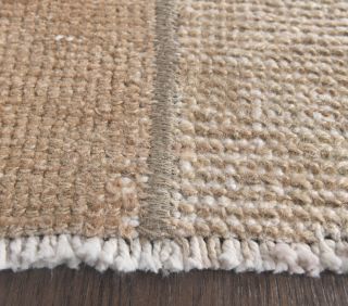 2x8 Vintage Handmade Patchwork Beige Runner Rug - Thumbnail