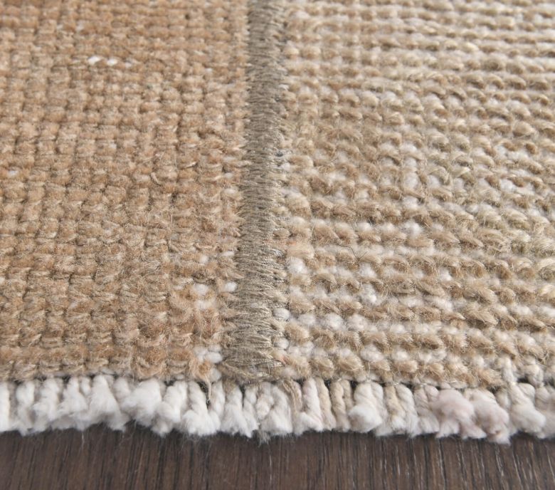 2x8 Vintage Handmade Patchwork Beige Runner Rug