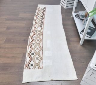 2x8 Vintage Kilim White Runner Rug - Thumbnail