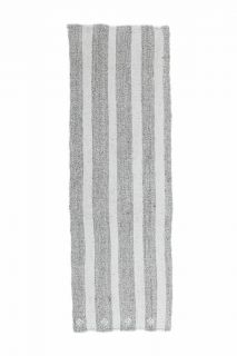 2x8 Vintage Kilim White Striped Runner Rug - Thumbnail