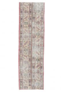 2x8 Vintage Patchwork Beige Runner Rug - Thumbnail