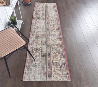 2x8 Vintage Patchwork Beige Runner Rug - Thumbnail