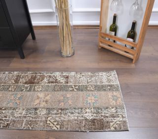 2x9 Handmade Narrow Patchwork Runner Rug - Thumbnail