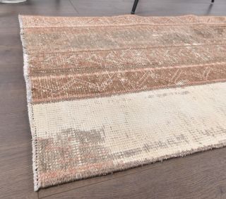 2x9 Vintage Handwoven Patchwork Brown Runner - Thumbnail