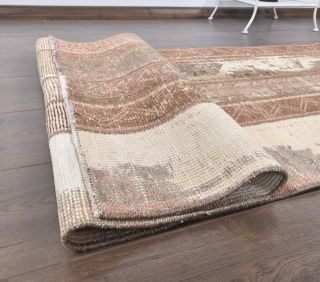 2x9 Vintage Handwoven Patchwork Brown Runner - Thumbnail