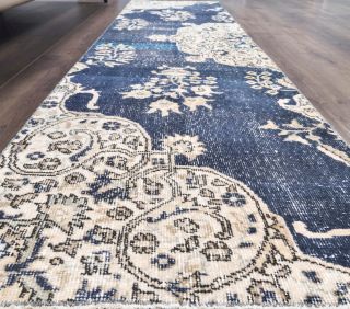 Vintage Blue Runner Rug - Thumbnail