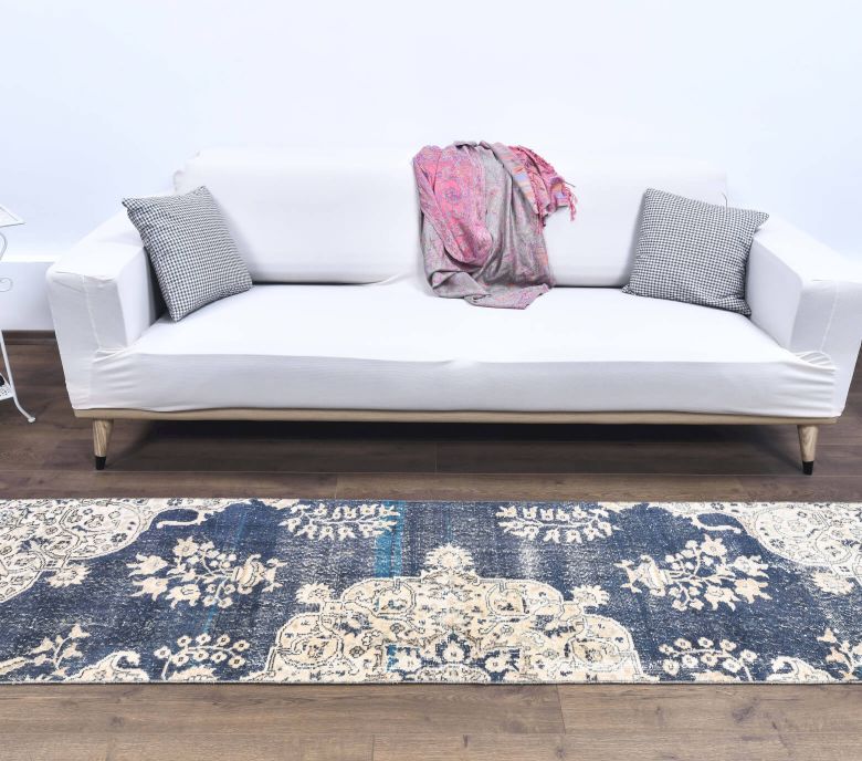 Vintage Blue Anatolian Runner Rug