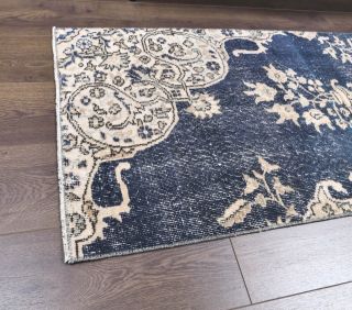 Vintage Blue Anatolian Runner Rug - Thumbnail