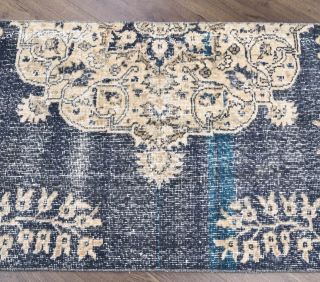 Vintage Blue Anatolian Runner Rug - Thumbnail