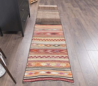 Vintage Kilim Flatweave Runner Rug - Thumbnail