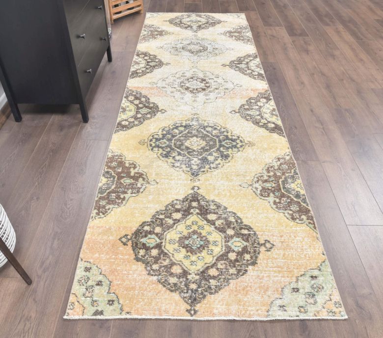 3x10 Vintage Oushak Faded Yellow Runner