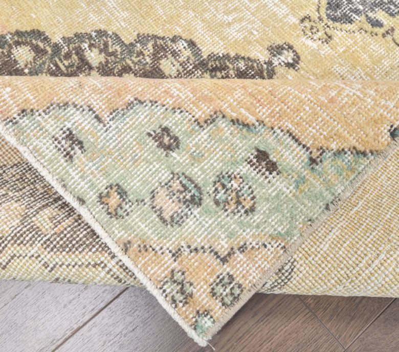 3x10 Vintage Oushak Faded Yellow Runner