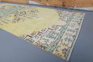 Vintage Yellow Runner Rug - Thumbnail