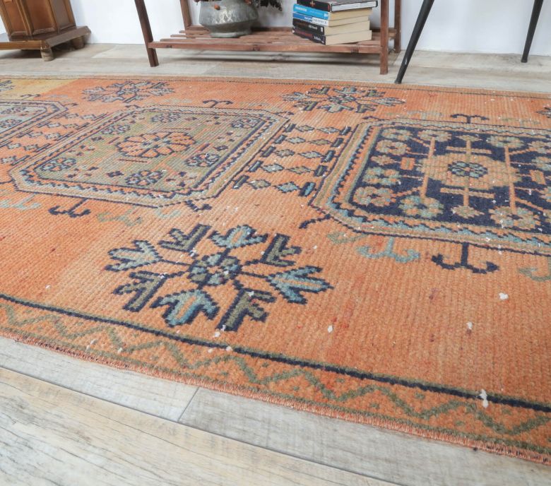 3x10 Vintage Handwoven Orange Runner Rug