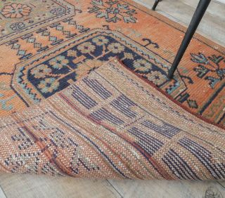 3x10 Vintage Handwoven Orange Runner Rug - Thumbnail