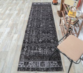 3x10 Vintage Handwoven Rug Anatolian Runner - Thumbnail