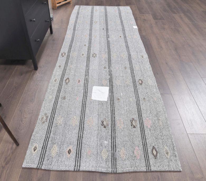 3x10 Vintage Kilim Striped Runner Rug