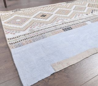 3x10 Vintage Kilim White Runner Rug - Thumbnail