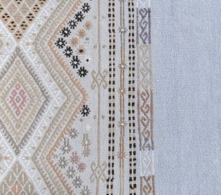 3x10 Vintage Kilim White Runner Rug - Thumbnail