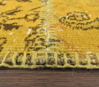 3x10 Vintage Patchwork Yellow Runner Rug - Thumbnail