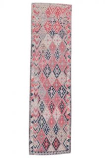 3x10 Vintage Pink Diamond Handwoven Runner - Thumbnail