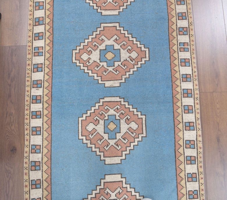 3x10 Pastel Blue Vintage Runner Rug