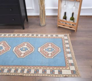 3x10 Pastel Blue Vintage Runner Rug - Thumbnail