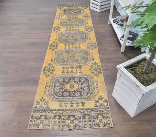 Mustard Yellow Vintage Runner Rug - Thumbnail