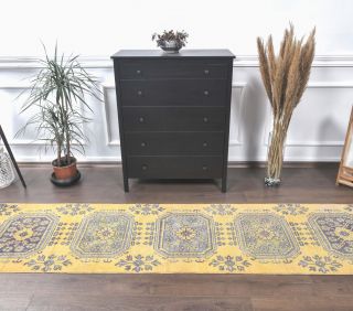 Mustard Yellow Vintage Runner Rug - Thumbnail