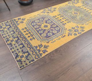 Mustard Yellow Vintage Runner Rug - Thumbnail