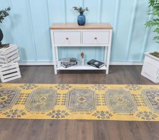 Mustard Yellow Vintage Runner Rug - Thumbnail