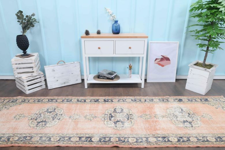 Vintage Pastel Colored Runner Rug