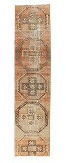 Vintage Orange Oushak Runner Rug - Thumbnail