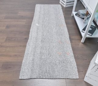 3x11 Vintage Kilim Rug Gray Runner - Thumbnail