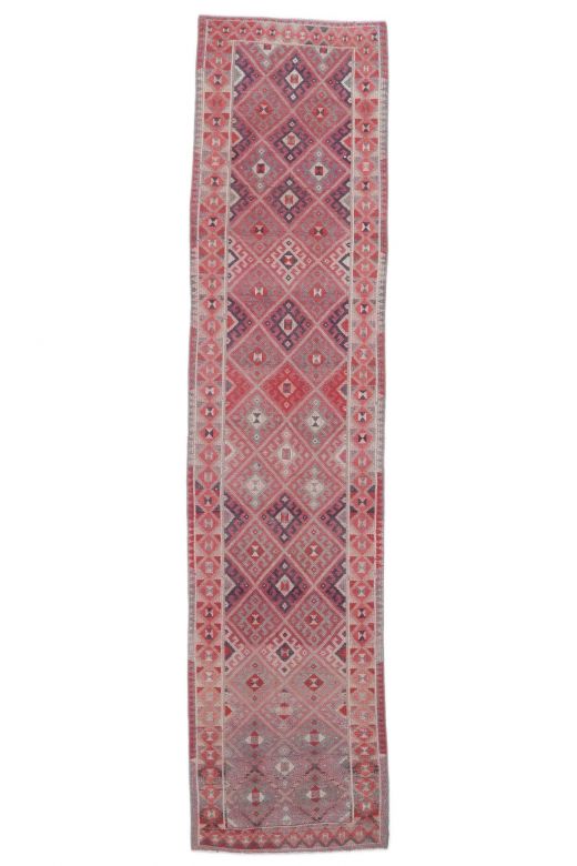 3x11 Vintage Pink Diamond Rug Runner