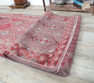 3x11 Vintage Pink Diamond Rug Runner - Thumbnail